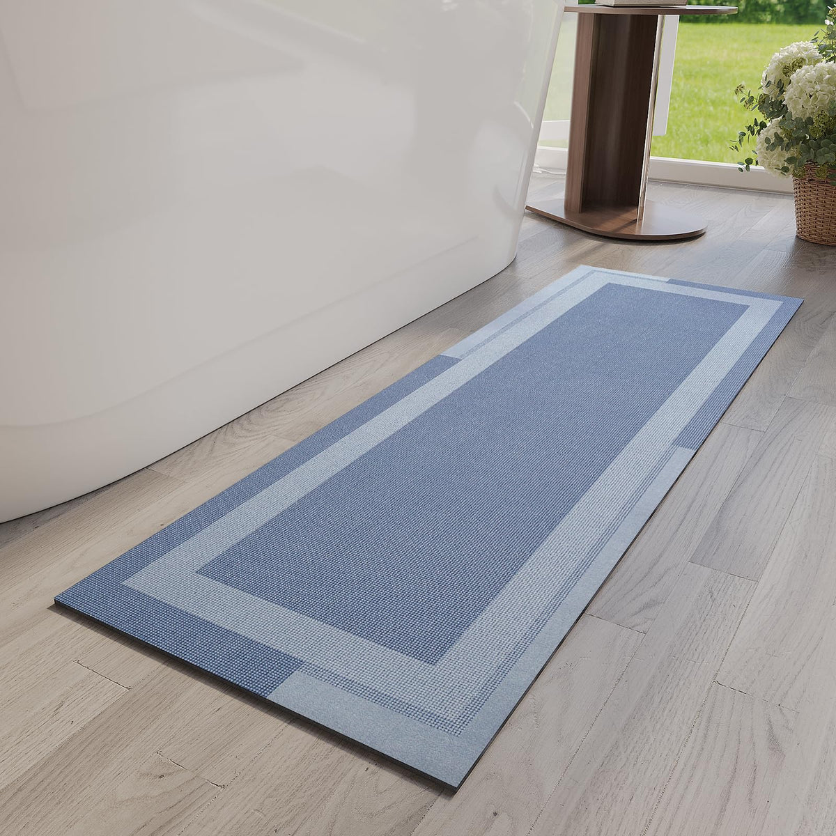 YDKGL Non Slip Bath Mat Thin Bathroom Rugs Fit Under Door Grey 16"x 24"