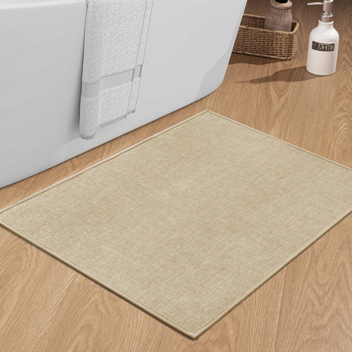 chakme Bathroom Rugs Mat 24x17, Ultra Thin Non Slip Bath Mat Small Quick Dry Absorbent Bath Mat for Bathroom Floor, (Black, 24"x17")