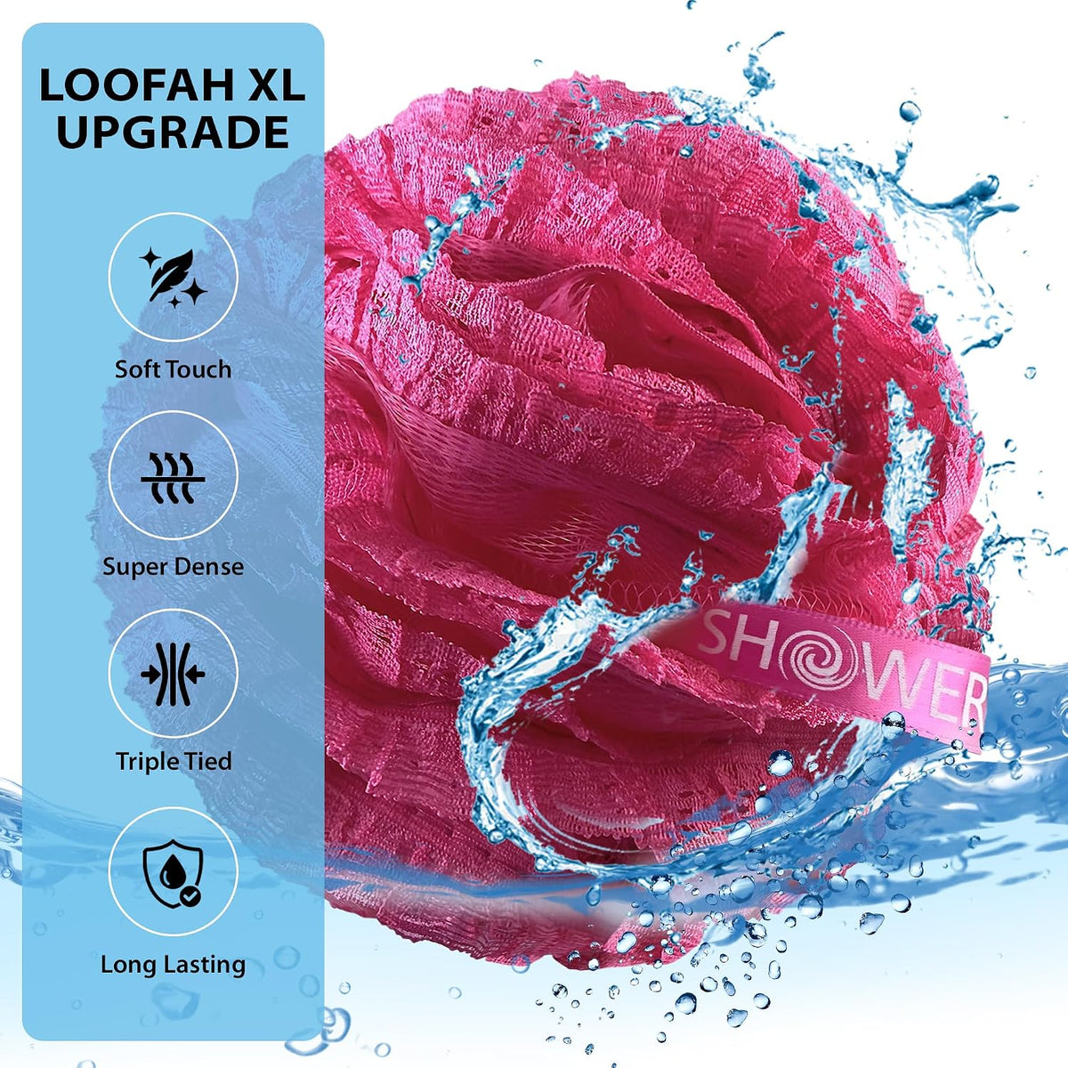 SHOWER BOUQUET Loofah-Bath-Sponge Hot-Lacey-Mesh // 4-Steamy-Lace-Colors