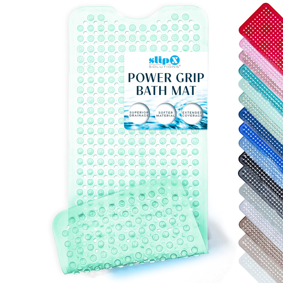 SlipX Solutions 39"x16" Power Grip Non Slip Bathtub Shower Mat, Tan