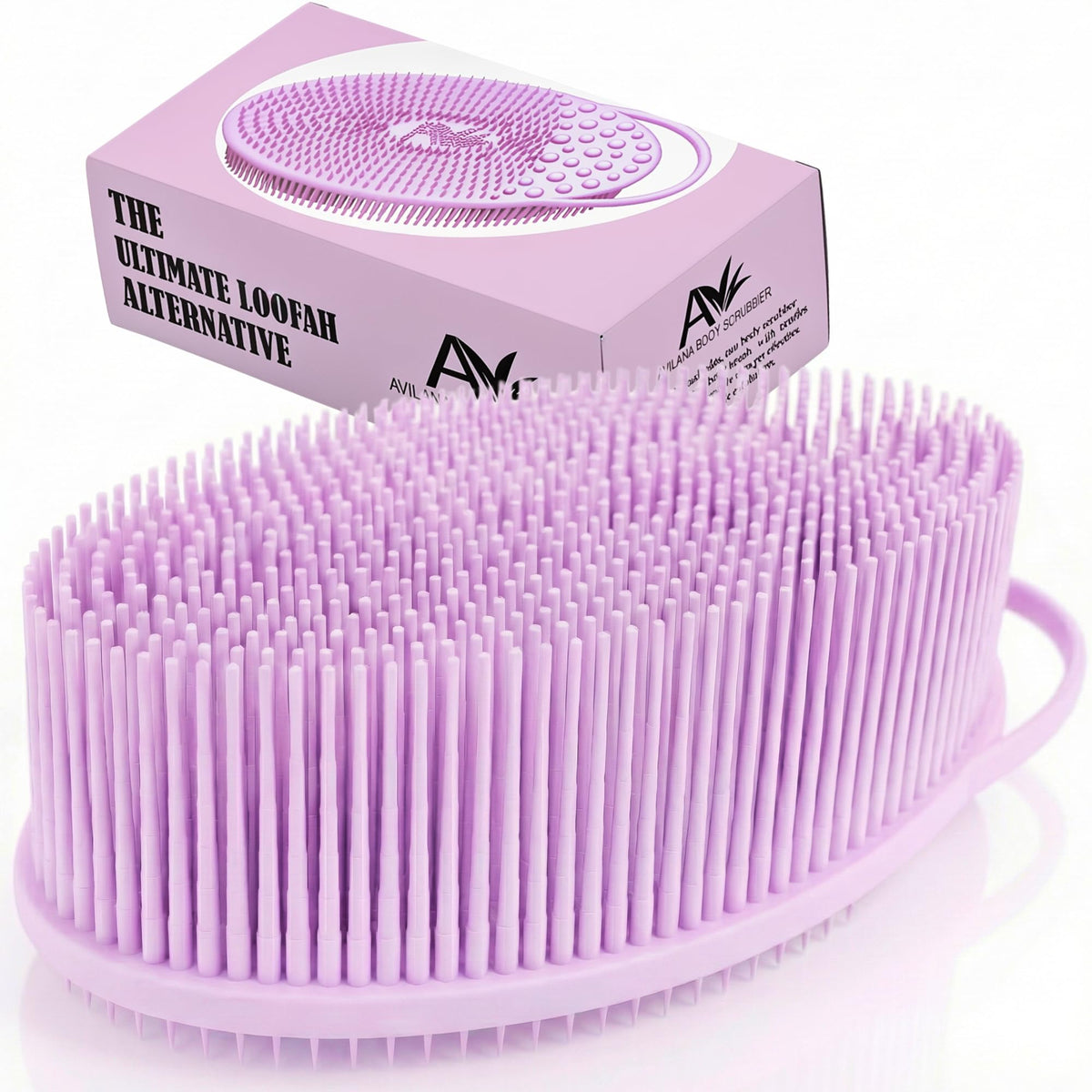 Avilana Premium Silicone Body Scrubber - Trusted Since 2017 - SGS Certified Food Grade Dual Sided Bath Brush, Quick-Dry Exfoliating Loofah Alternative, Massage Brush Sensitive Skin Women Men