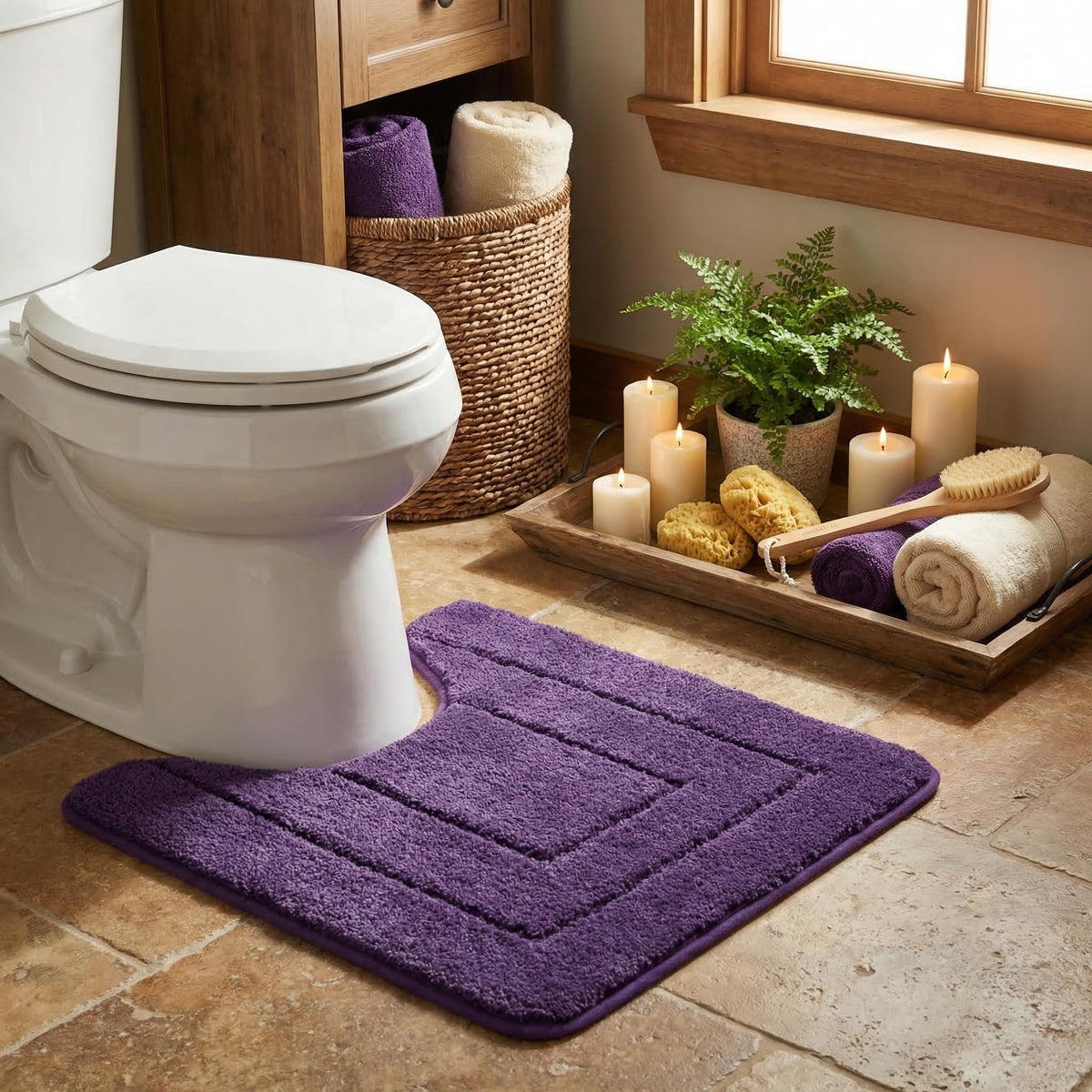 GRANNY SAYS Blue Bathroom Rug 16" x 24", Non-Slip Microfiber Bath Mat