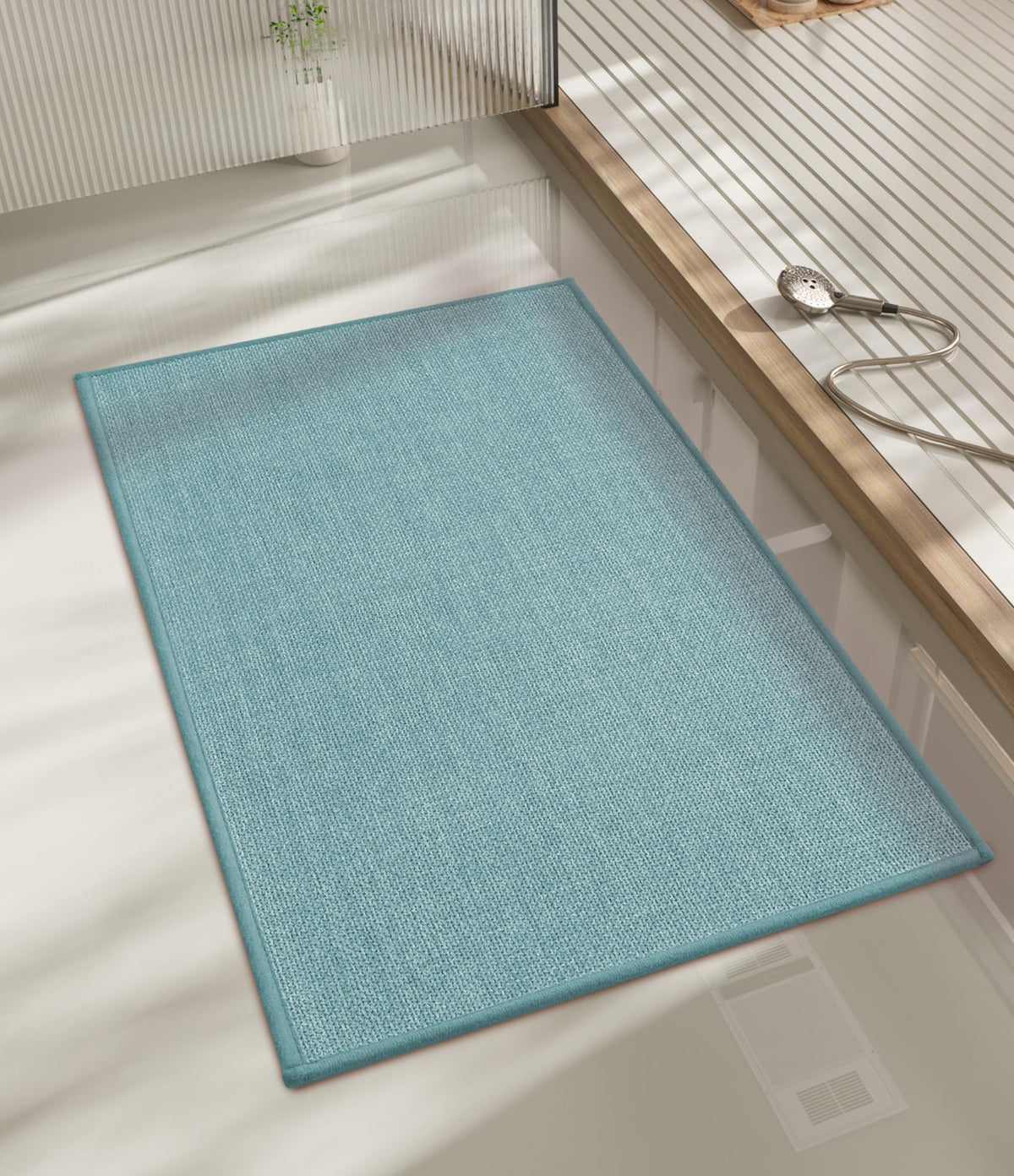 chakme Bathroom Rugs Mat 24x17, Ultra Thin Non Slip Bath Mat Small Quick Dry Absorbent Bath Mat for Bathroom Floor, (Black, 24"x17")