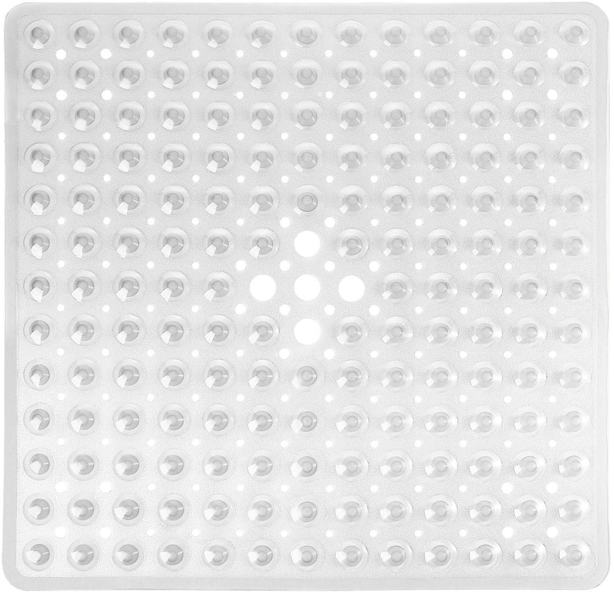 Yimobra Shower Mat 21X21 Inch Square, Non Slip Bathtub Mat with Large Suction Cups&Drain Holes, Soft Fast Dry Shower Stall Mats for Inside Shower, Machine Washable BPA-Free,Bath Essentials, Clear Gray