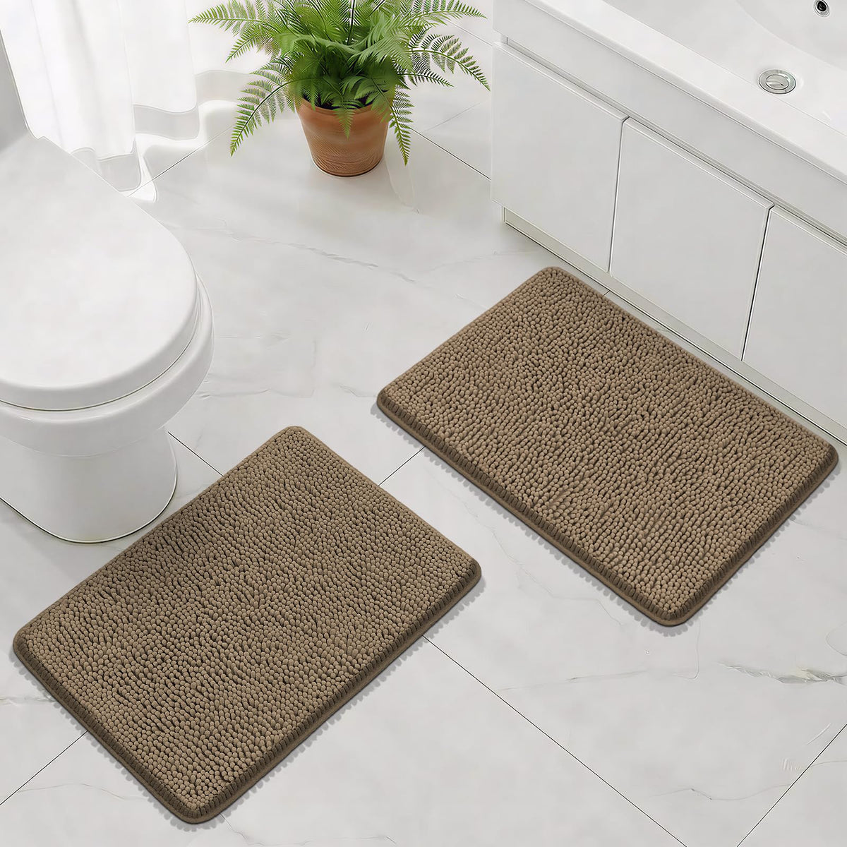 Bcoimo Small Bath Rug Mat,Chenille Extra Soft Navy Bathroom Mats for Floor