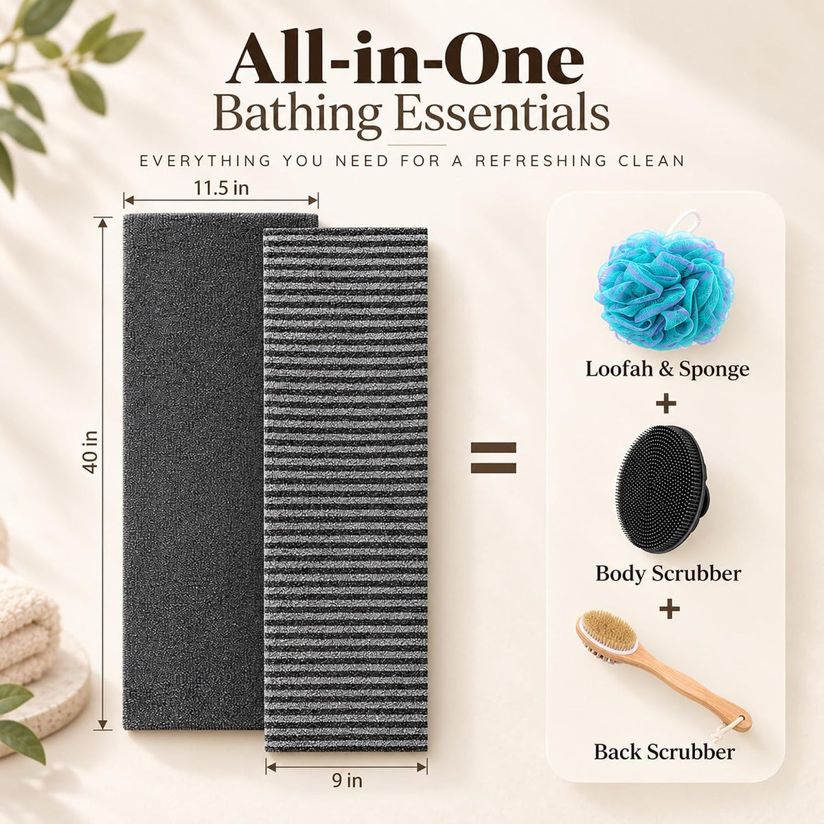 Yiclick Exfoliating Washcloth Towel, Back Scrubber for Shower for Women, Exfoliating Body Scrubber, Loofah Sponge Wash Cloth, Korean Japanese Exfoliating Shower Towel, Exfoliator Washer for Bath