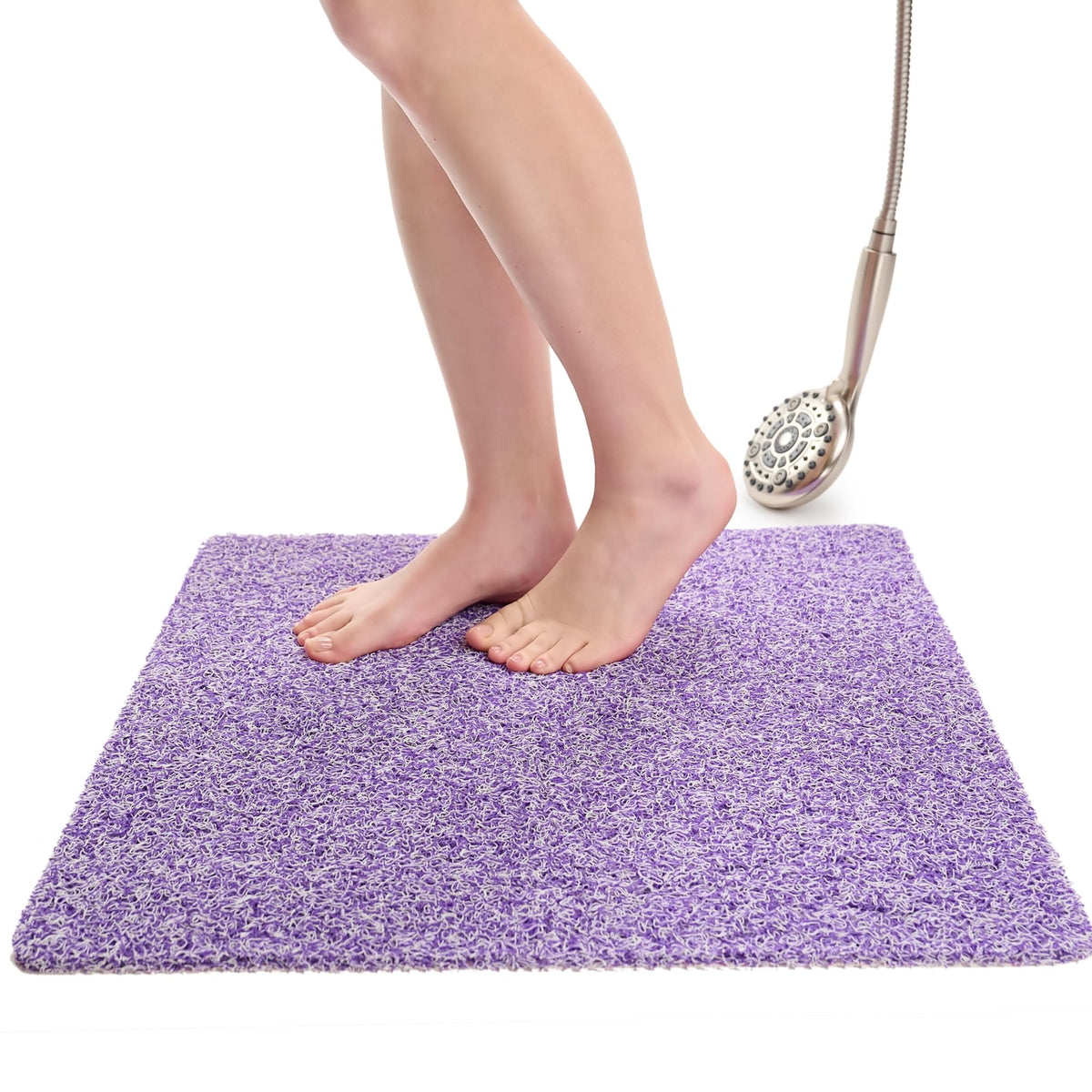 Non Slip Bathtub Mat Shower Mat for Tub - Loofah Bath Mats for Bathroom - 40x16 Bathtub Floor Mat - Textured Anti Slip Bath Mat Without Suction Cups - Secure Mat for Wet Areas (40x16 Pebble Blue)