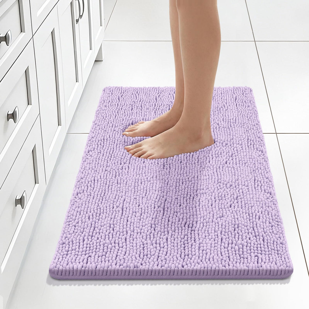 Bcoimo Small Bath Rug Mat,Chenille Extra Soft Navy Bathroom Mats for Floor
