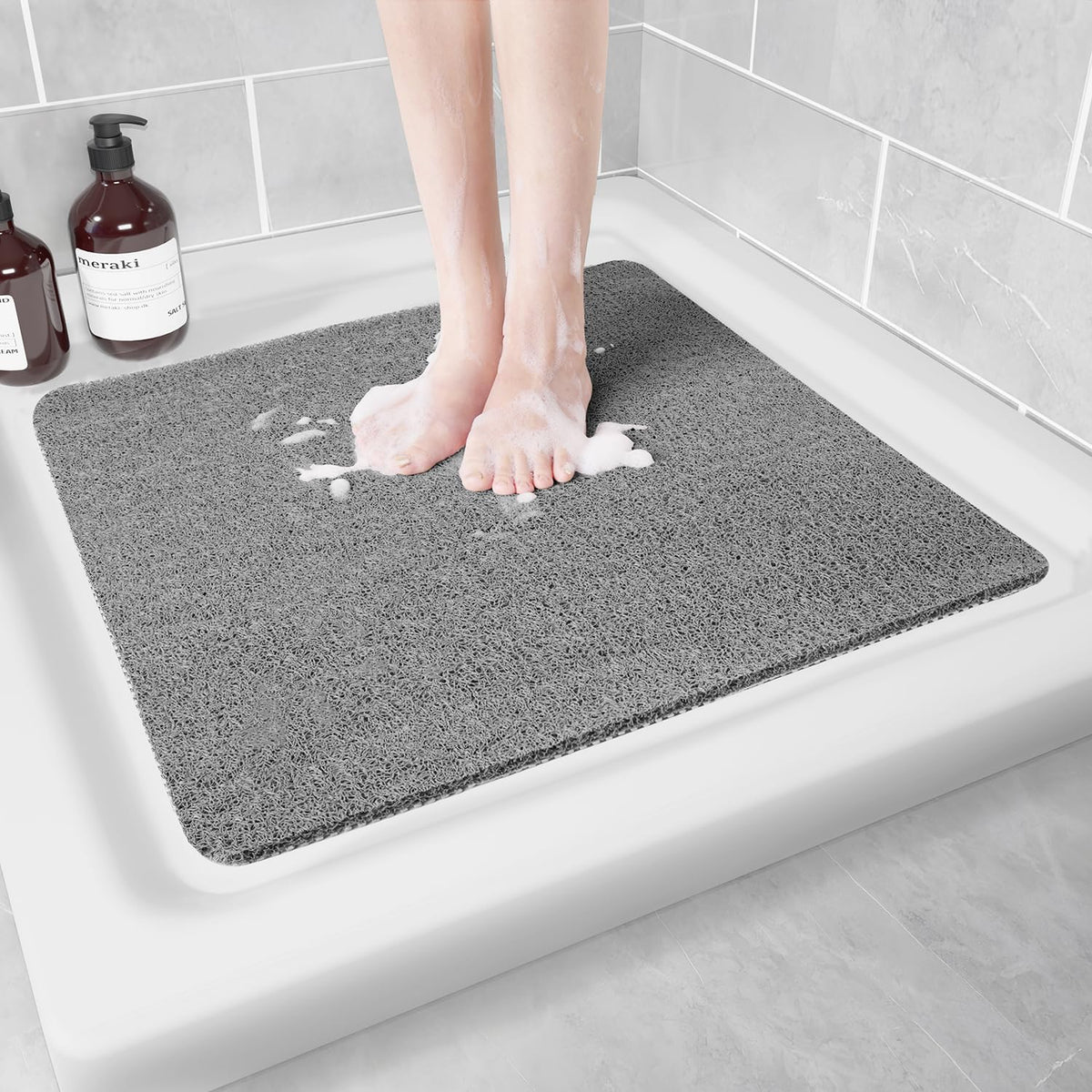 Hargiis Non Slip Bathtub Mat, Anti Slip Shower Mat, Fast Drying Bath Tub Mats, Foot Scrubber Mat, Anti Slip Mat for Tub, Floor, Bathroom, Home, Kitchen, Hotel (Beige 24"x16")