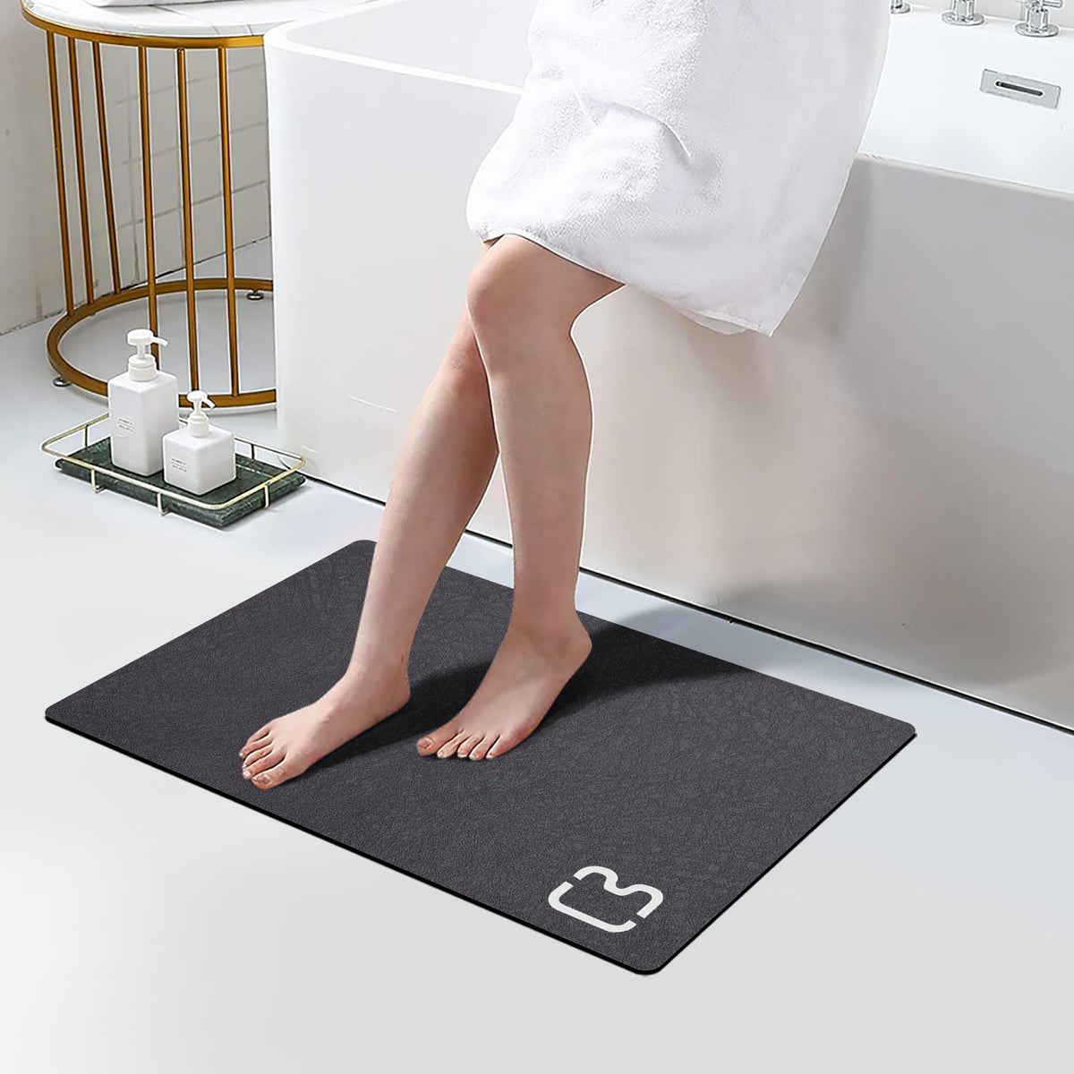 Diatomaceous Earth Bath Mat Stone Bath Mats for Bathroom,15.7"x23.6",Grey