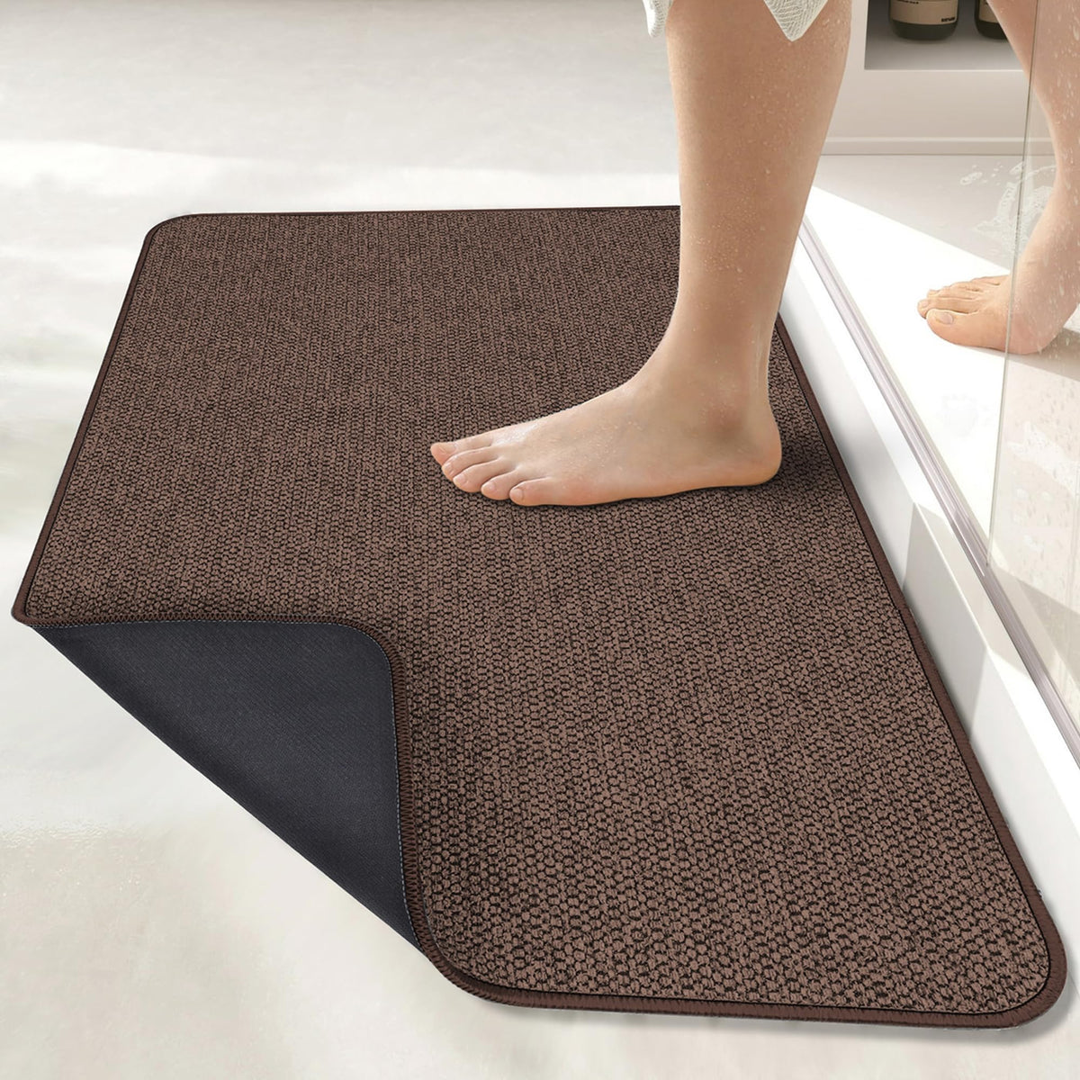Bath Mat,Ultra Thin Bathroom Rugs,Rubber Bath Mats for Bathroom,No Slip Bath Rugs,Quick Dry,Machine Washable,Low Pile,Absorbent,Shower Outside,Sink,Home Decor Accessories.Blue,1'5"x2'3"(17x27inch)