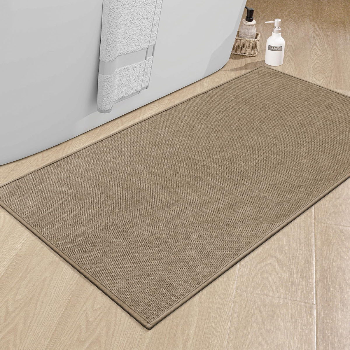 chakme Bathroom Rugs Mat 24x17, Ultra Thin Non Slip Bath Mat Small Quick Dry Absorbent Bath Mat for Bathroom Floor, (Black, 24"x17")