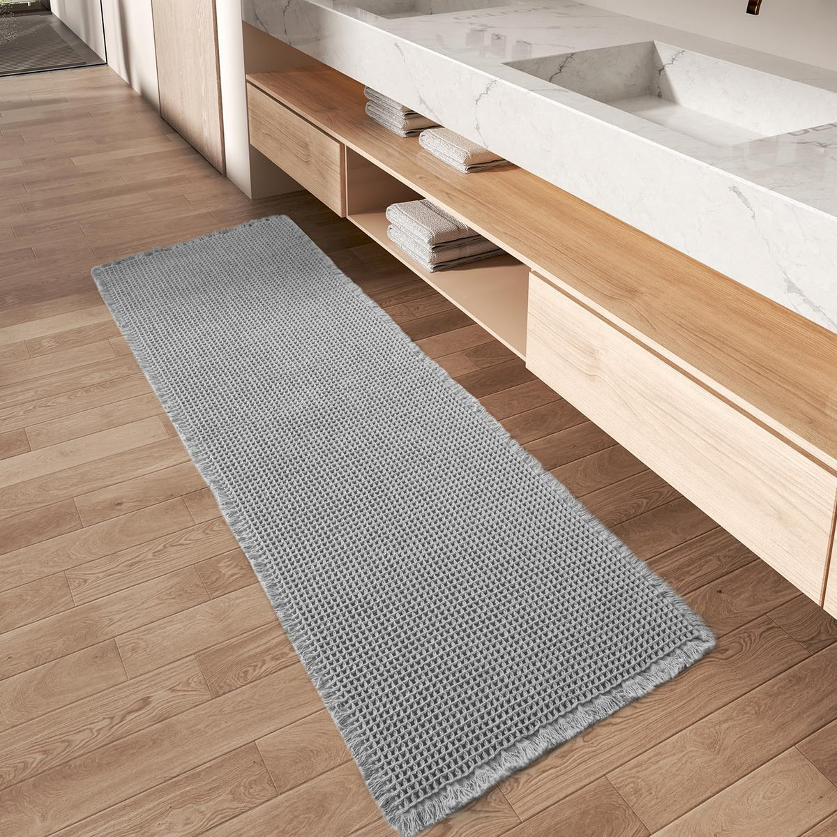 Upgraded Waffle Bath Mat Ultra Absorbent Non Slip Bathroom Mat, 18" x 30"