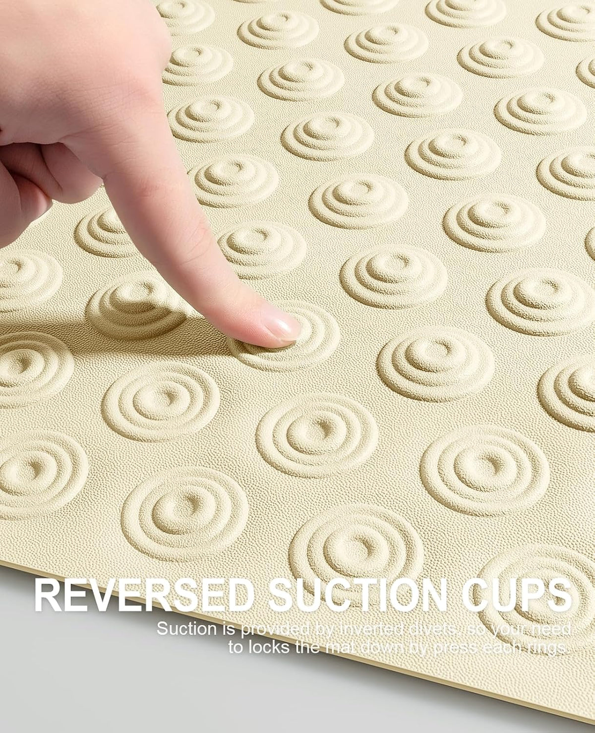 OTHWAY Bathtub Mat Non Slip, 39X16 inch Bath Mat for Tub, Machine Washable Bath Tub Mats with Reverse Suction Cups, Comfortable Rubber Bathtub Mat for Bathroom (Beige)