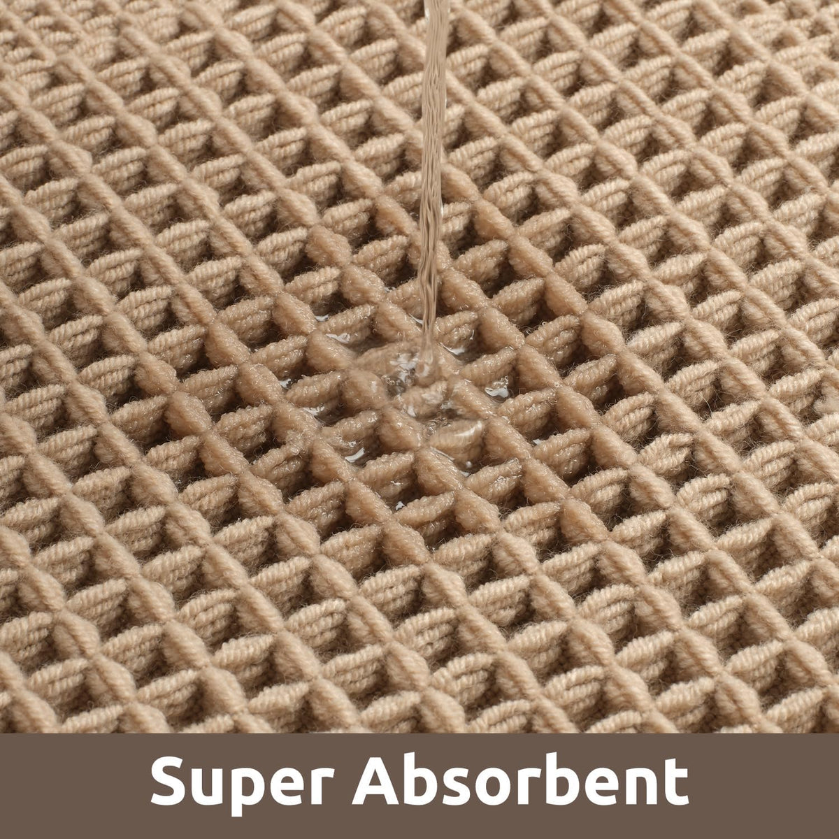 AMOAMI Waffle Bath Mat, Absorbent Bathroom Rugs Non Slip 17''x24'' Beige
