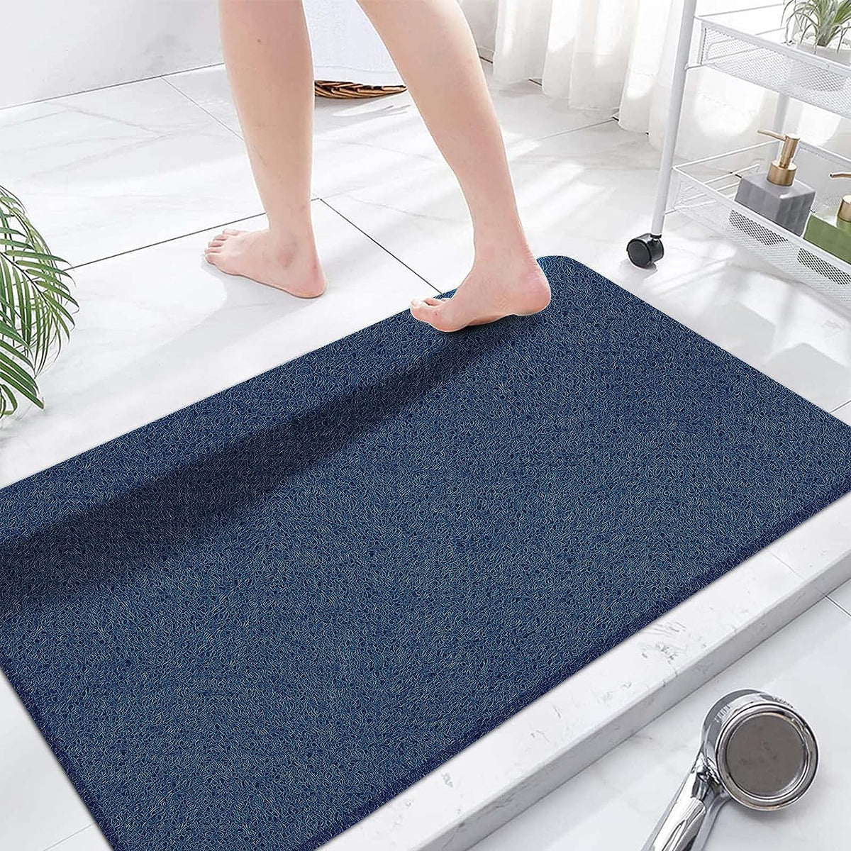 godehone Shower Mats Non Slip Without Suction Cups, PVC Loofah Bathroom Mats, Loofah Mats for Shower and Bathroom, Quick Drying, 15.7× 36 Inch, Beige