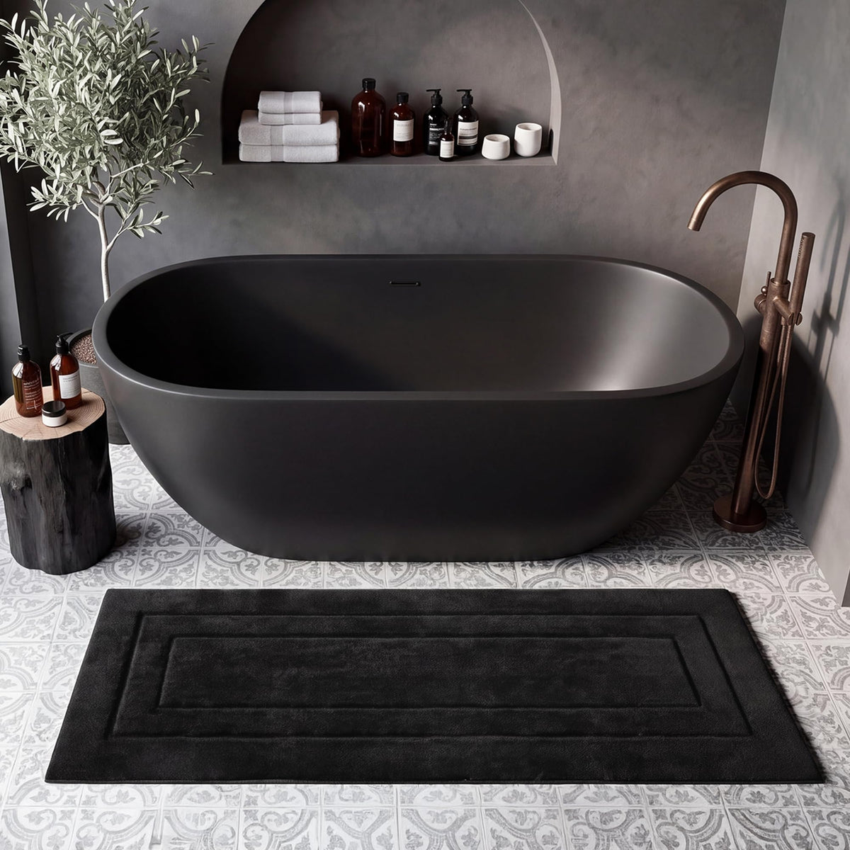 GRANNY SAYS Blue Bathroom Rug 16" x 24", Non-Slip Microfiber Bath Mat