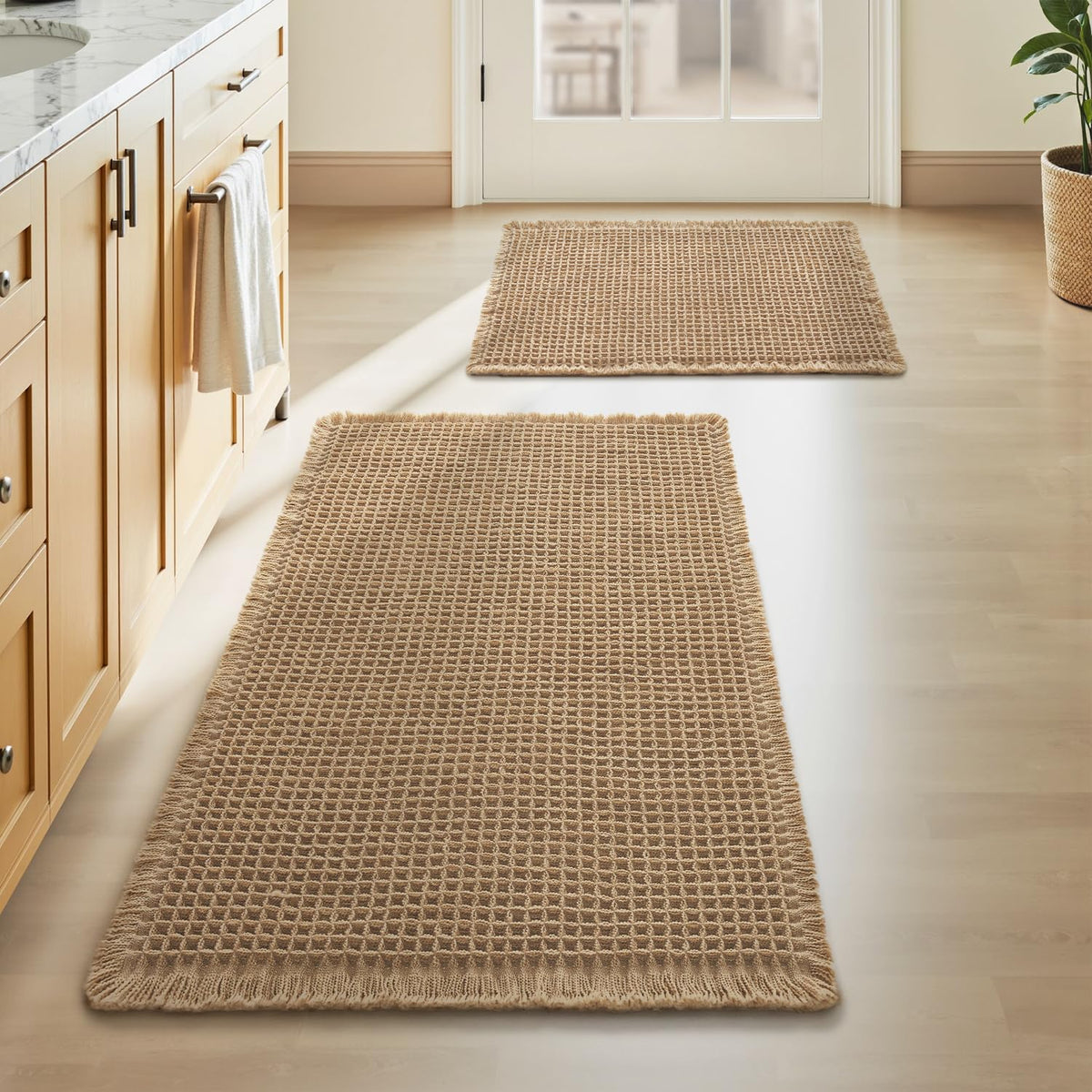 Upgraded Waffle Bath Mat Ultra Absorbent Non Slip Bathroom Mat, 18" x 30"