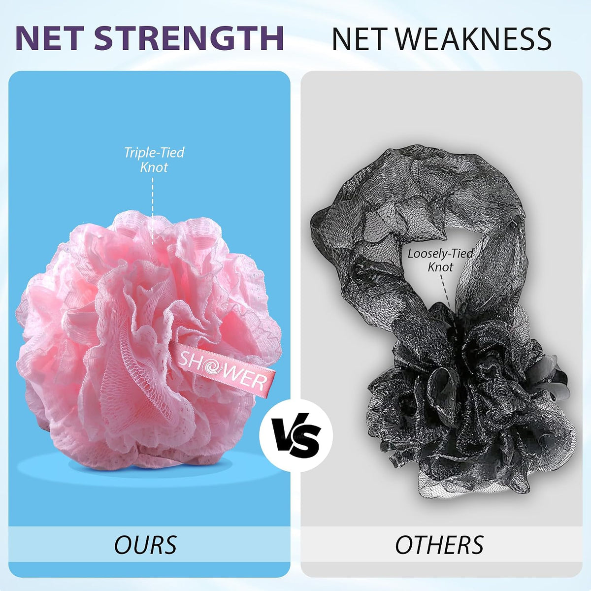 SHOWER BOUQUET Pink-Loofah-Bath-Sponge Lace-Mesh-Set // 2-Scrubs-in-1 / 60g