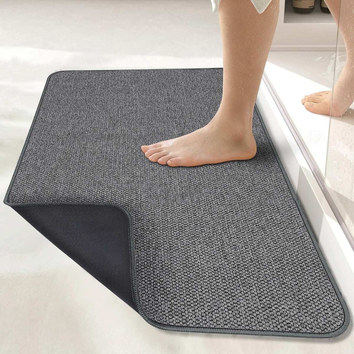 Bath Mat,Ultra Thin Bathroom Rugs,Rubber Bath Mats for Bathroom,No Slip Bath Rugs,Quick Dry,Machine Washable,Low Pile,Absorbent,Shower Outside,Sink,Home Decor Accessories.Blue,1'5"x2'3"(17x27inch)