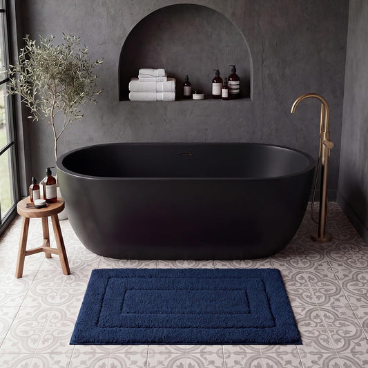 GRANNY SAYS Blue Bathroom Rug 16" x 24", Non-Slip Microfiber Bath Mat