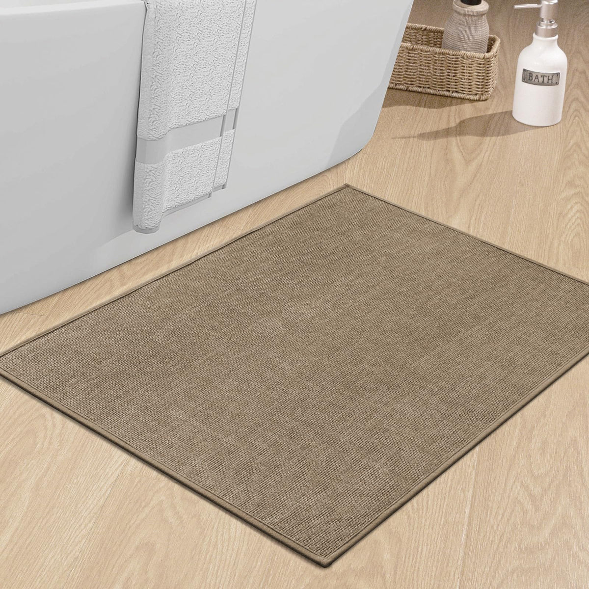 chakme Bathroom Rugs Mat 24x17, Ultra Thin Non Slip Bath Mat Small Quick Dry Absorbent Bath Mat for Bathroom Floor, (Black, 24"x17")