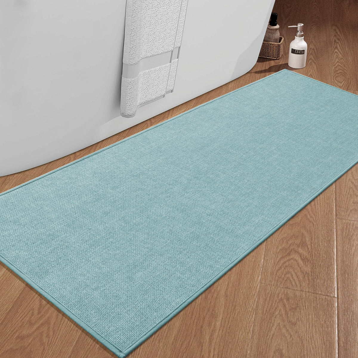 chakme Bathroom Rugs Mat 24x17, Ultra Thin Non Slip Bath Mat Small Quick Dry Absorbent Bath Mat for Bathroom Floor, (Black, 24"x17")