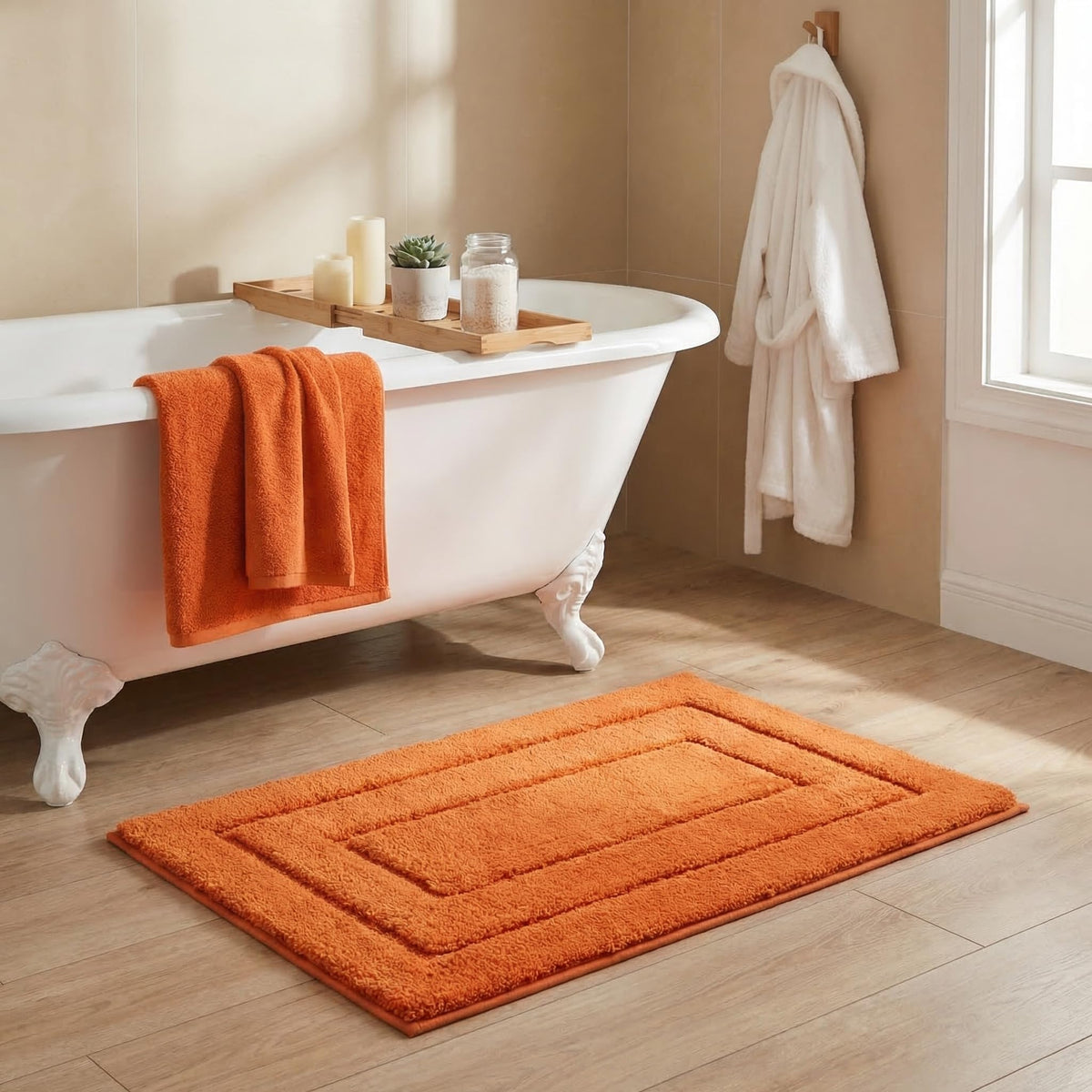 GRANNY SAYS Blue Bathroom Rug 16" x 24", Non-Slip Microfiber Bath Mat