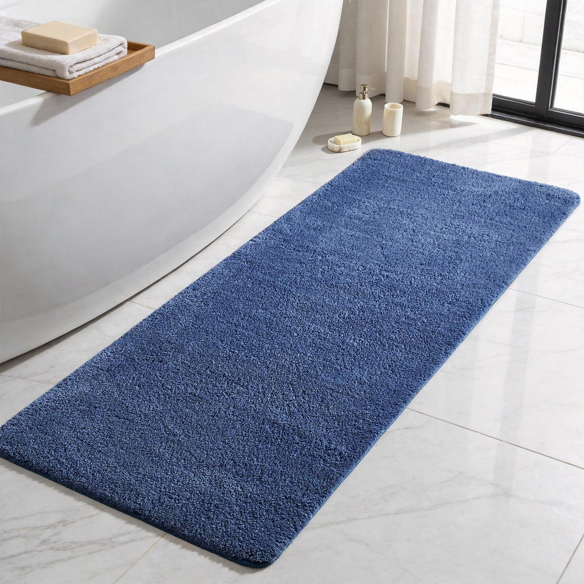 TYUU Black Bathroom Rug, Ultra Soft Bath Rugs Non Slip Washable, Super Absorbent Quick Dry Small Bath Mat with Rubber Backing for Bathroom Floor, Shower, or Sink, Black 16" x 24"