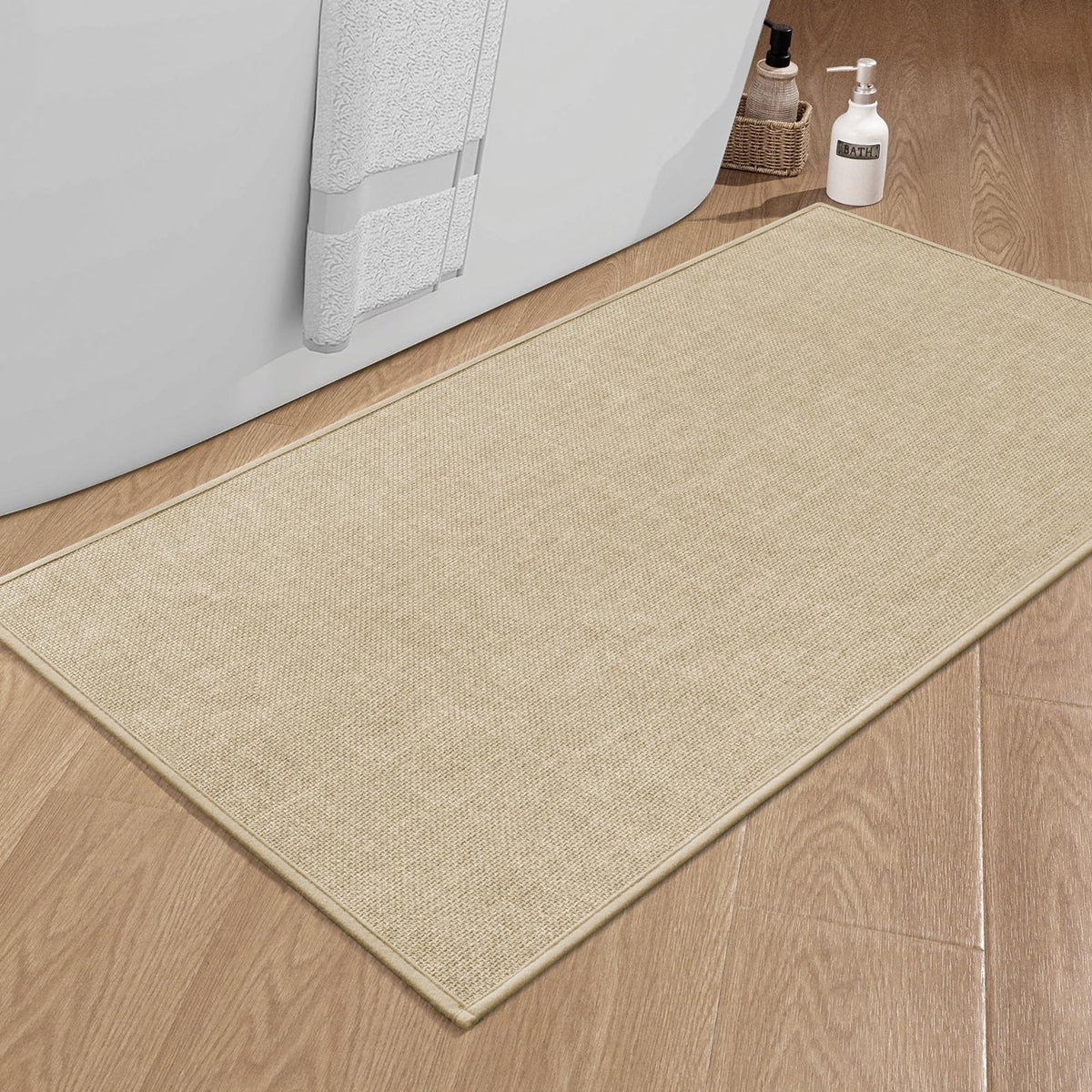 chakme Bathroom Rugs Mat 24x17, Ultra Thin Non Slip Bath Mat Small Quick Dry Absorbent Bath Mat for Bathroom Floor, (Black, 24"x17")