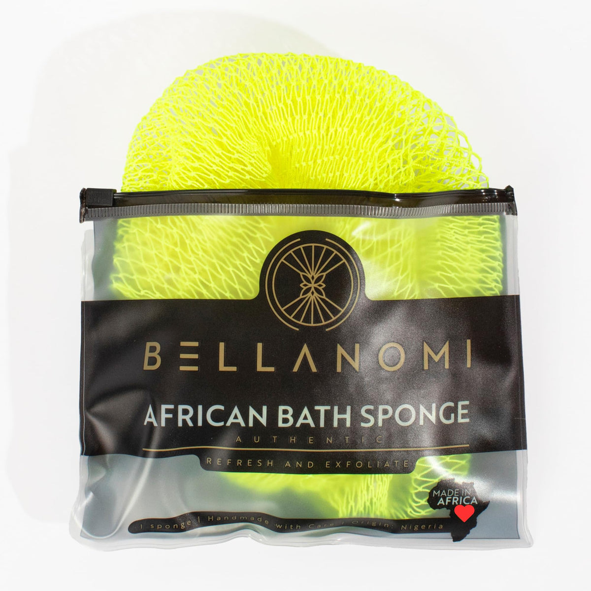 BELLANOMI African Exfoliating Net Sponge, Authentic, Ethically sourced from Nigeria, 45 inches Long, Back Scrubber for Daily use (Emerald Green)