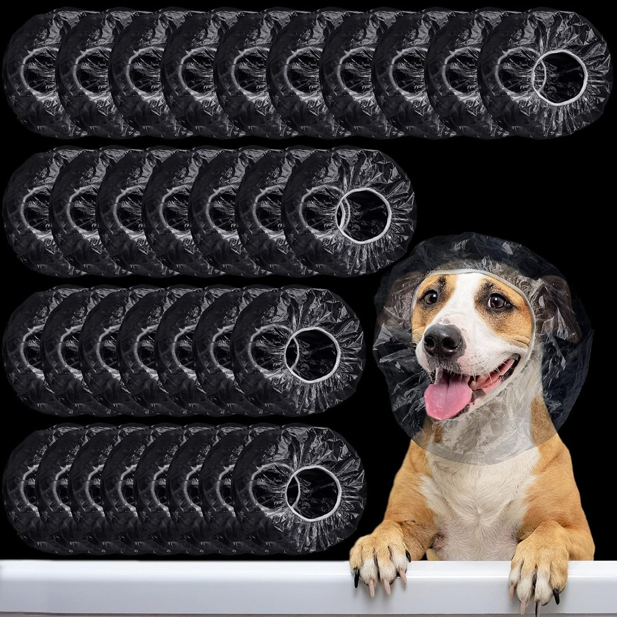 Weewooday 32 Pcs Disposable Pet Dog Shower Caps, Dog Ear Covers for Bathing