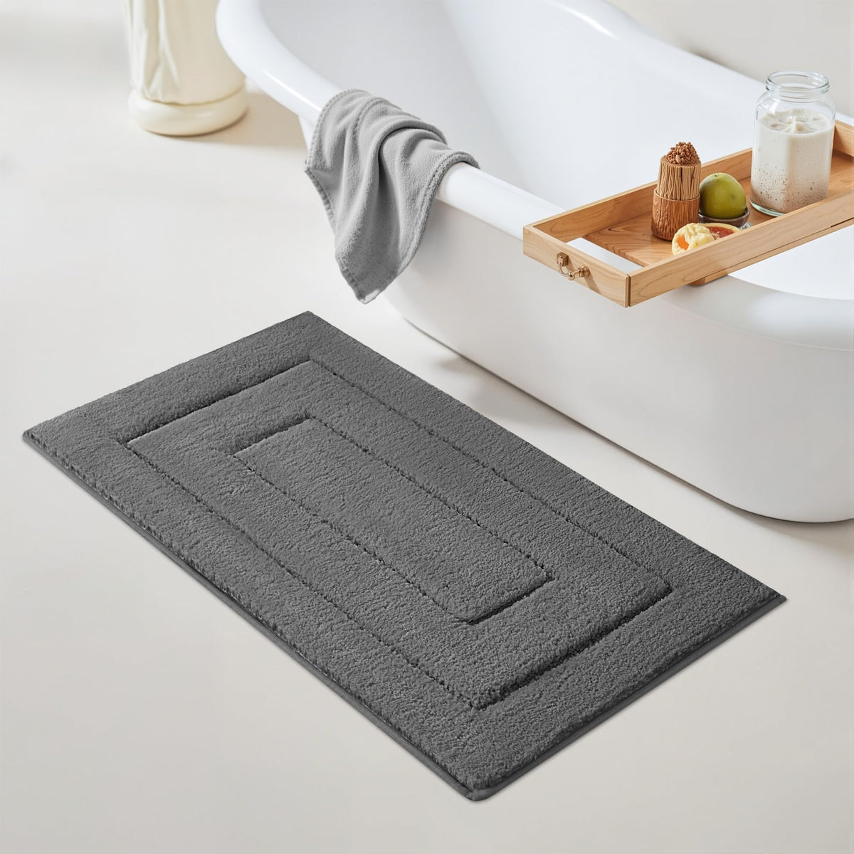 GRANNY SAYS Blue Bathroom Rug 16" x 24", Non-Slip Microfiber Bath Mat