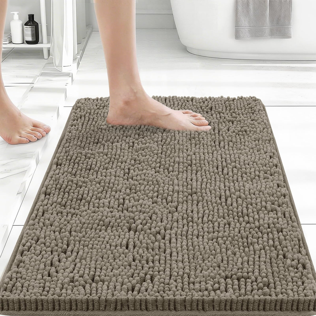 Bcoimo Small Bath Rug Mat,Chenille Extra Soft Navy Bathroom Mats for Floor