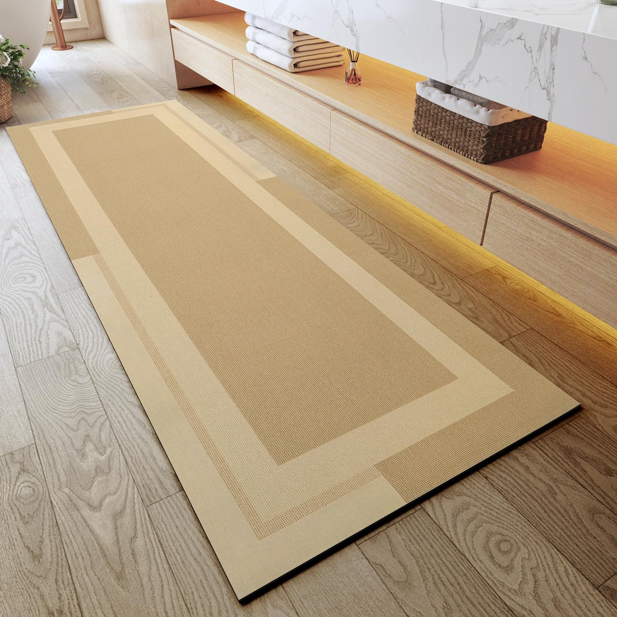 YDKGL Non Slip Bath Mat Thin Bathroom Rugs Fit Under Door Grey 16"x 24"