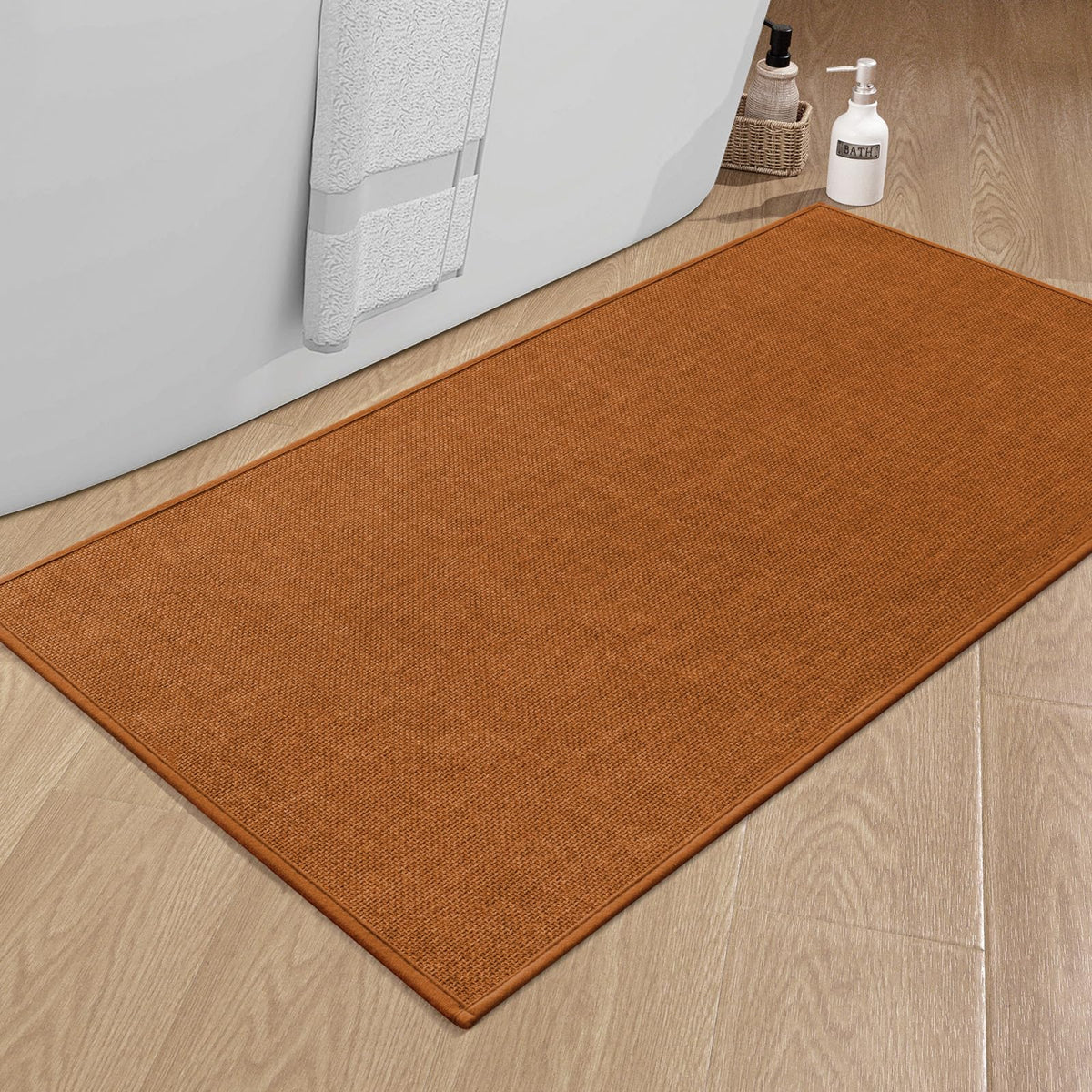 chakme Bathroom Rugs Mat 24x17, Ultra Thin Non Slip Bath Mat Small Quick Dry Absorbent Bath Mat for Bathroom Floor, (Black, 24"x17")