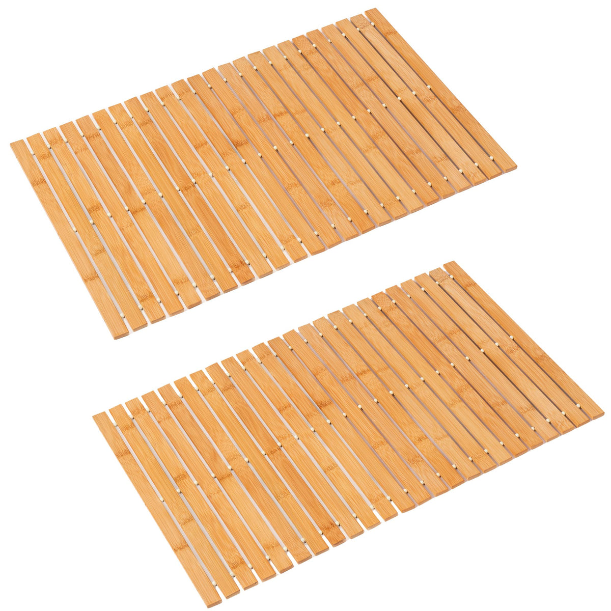 Rayon derived from Bamboo Bath Mat Bathroom Rugs Floor Wood Shower Bathtub Waterproof Non Slip Accessories 16x24 Inch Easy to Clean, Natural, 1 pc