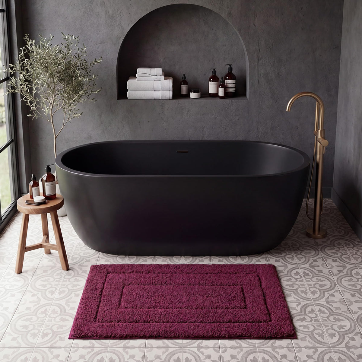 GRANNY SAYS Blue Bathroom Rug 16" x 24", Non-Slip Microfiber Bath Mat