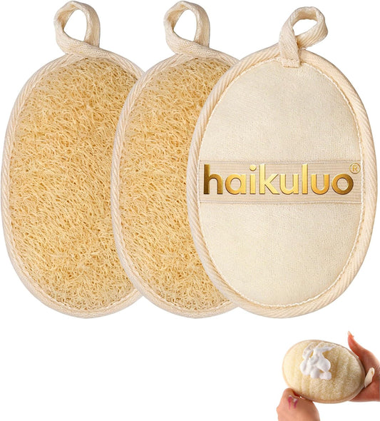 Natural Loofah Body Scrubber Sponge,3 Pack