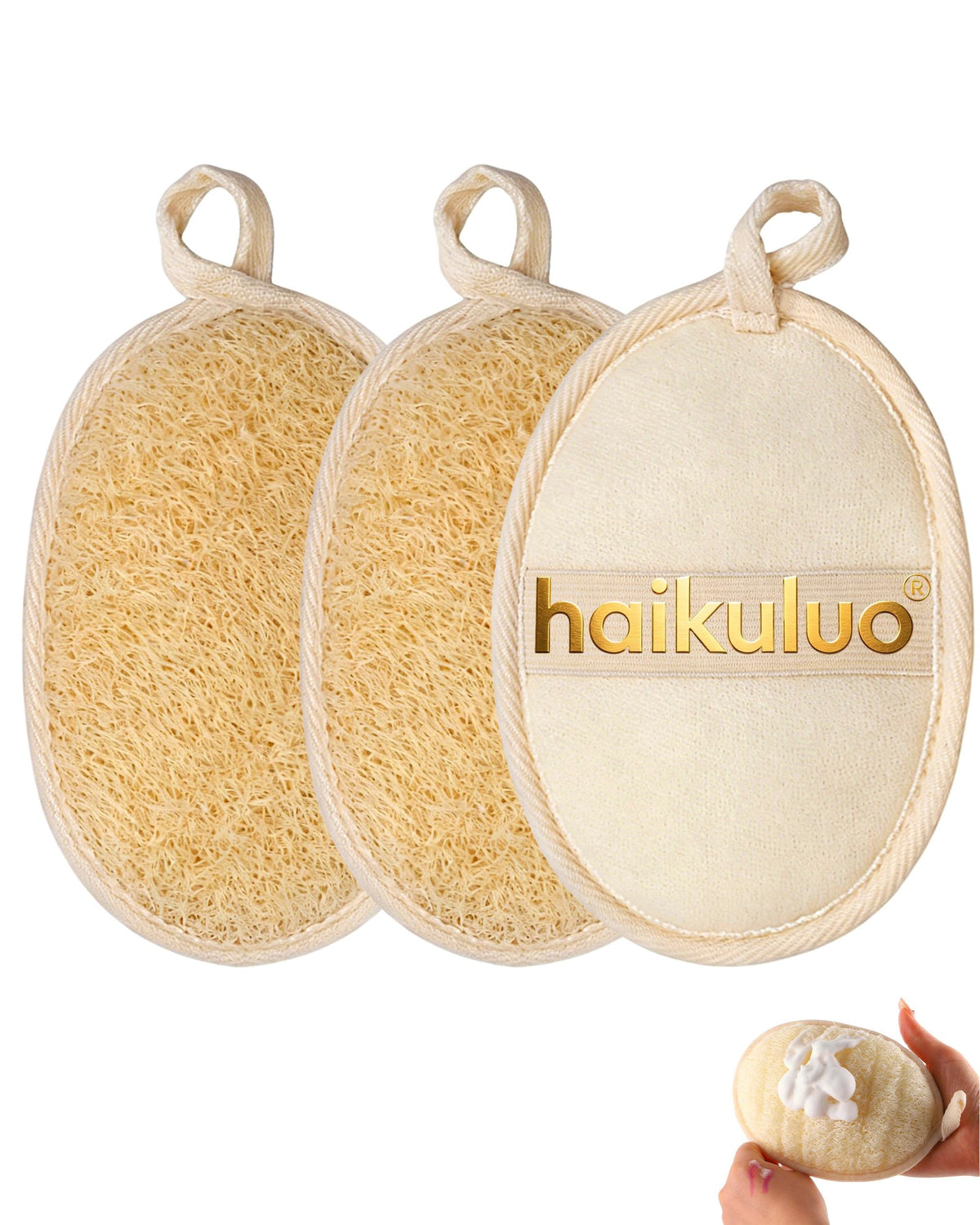 Natural Loofah Body Scrubber Sponge,3 Pack