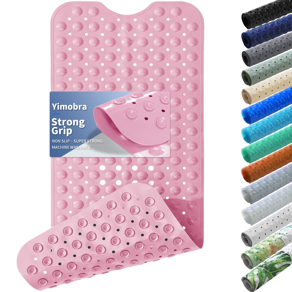 Yimobra White Non Slip Bath Mat for Tub 40x16, Extra Long Bath Tub Mat