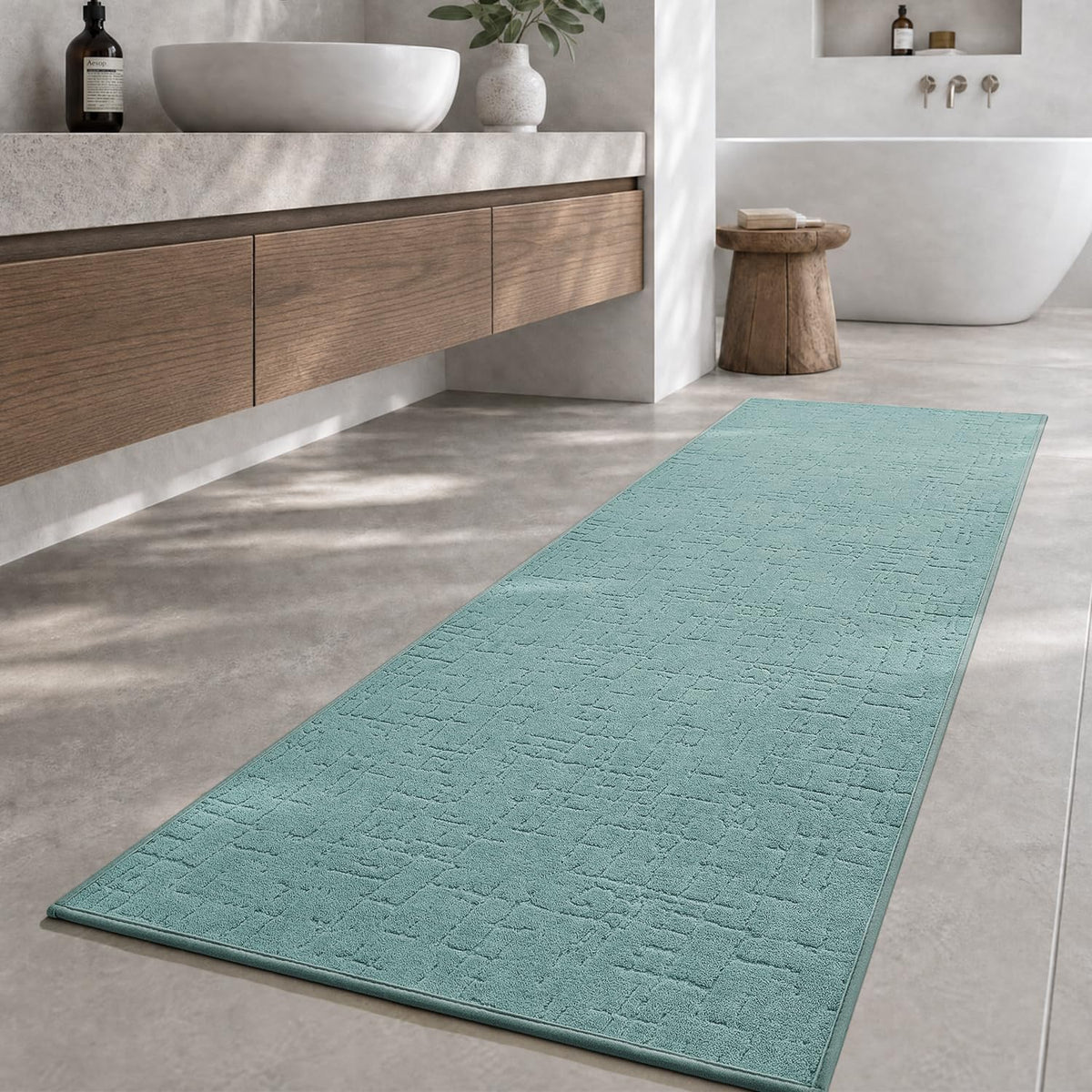 AMOAMI-Bath Mat-Absorbent Quick Dry Bathroom Floor Mats-Washable Rubber Backing Bath Mats for Bathroom Rugs Fit Under Door-Bath Rug for in Front of Sink Bathtub Shower Room, Grey 17''x24''