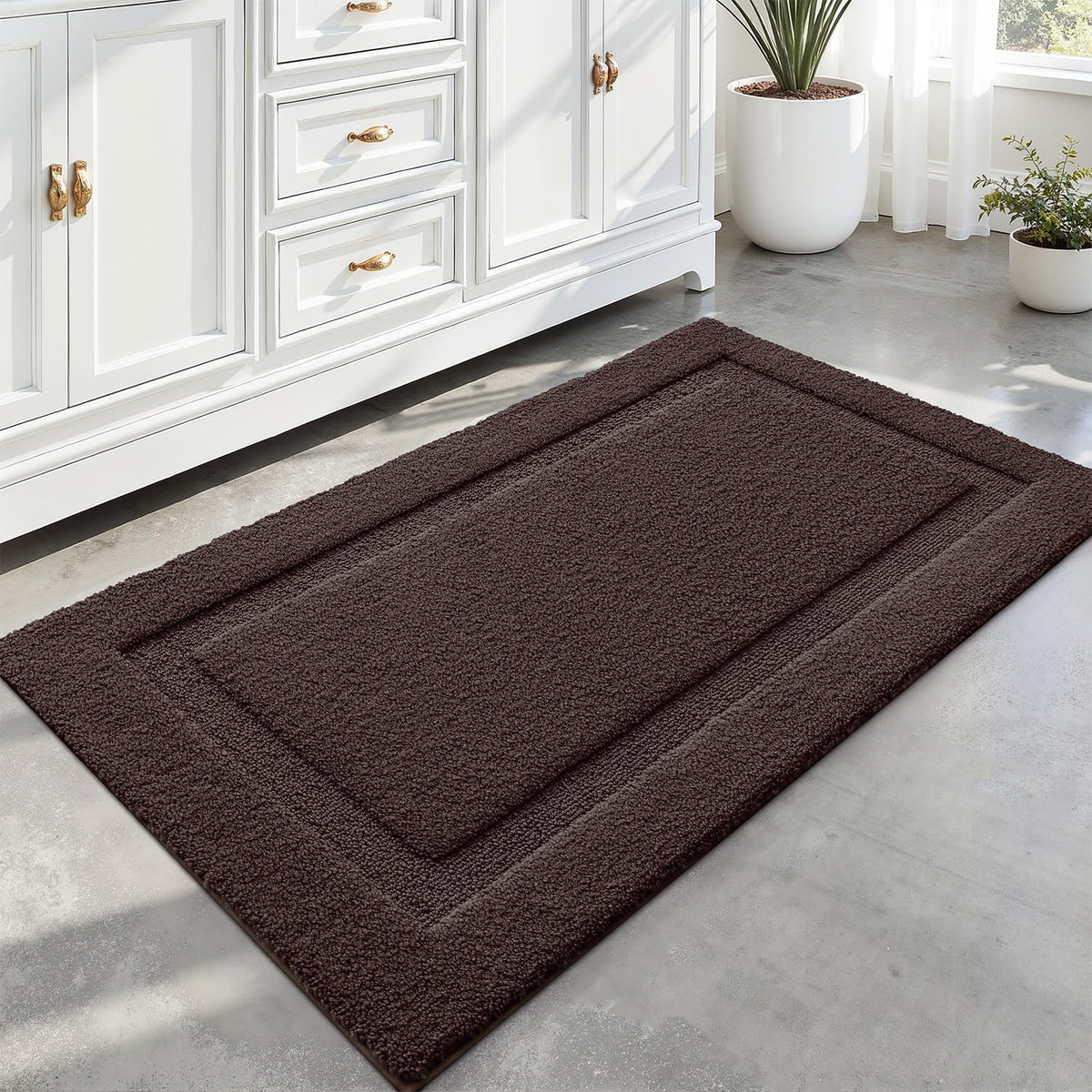 LUMI Ultra Soft Bathroom Rugs Absorbent, Non Slip Bath Mat 24x36, White