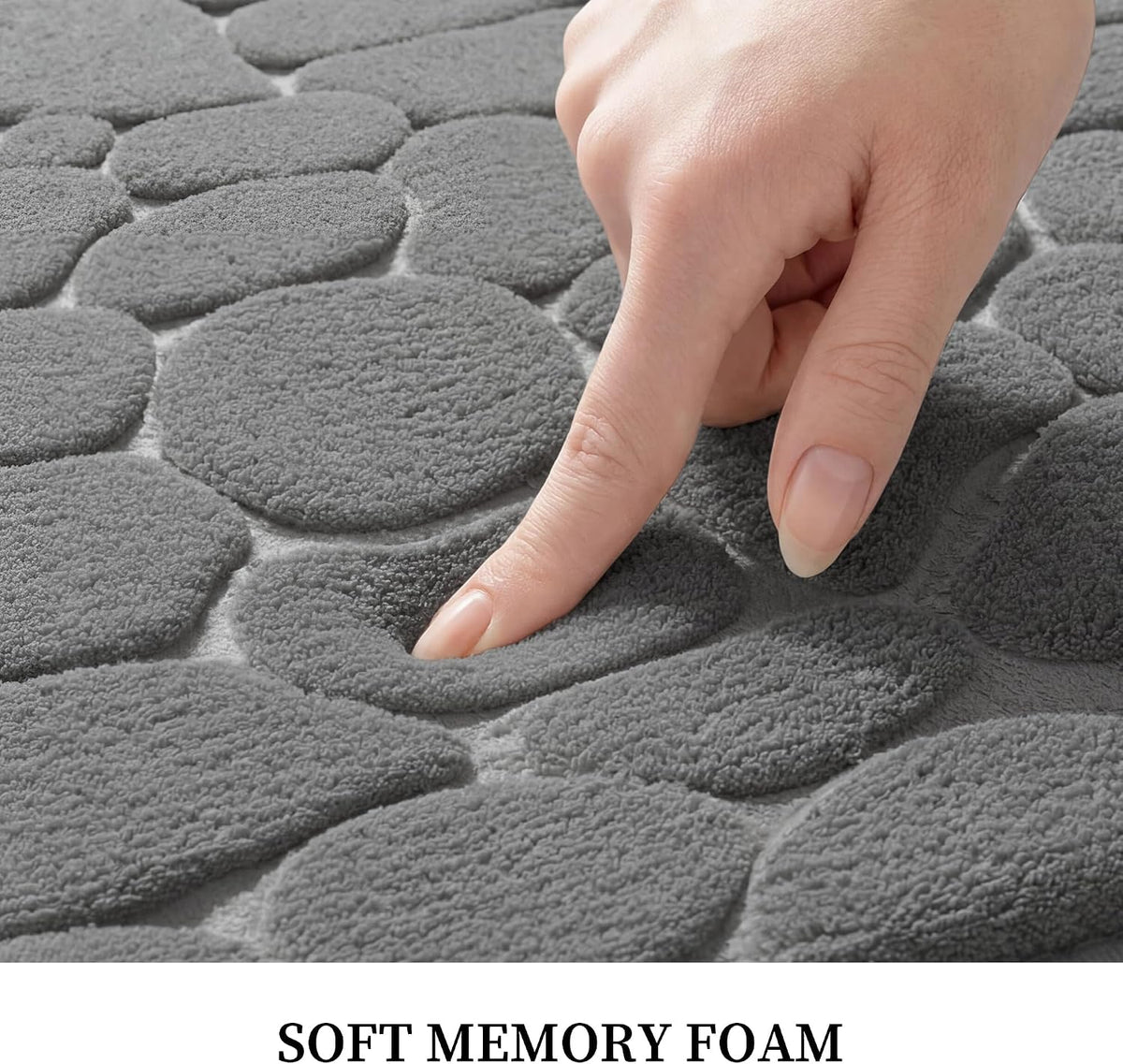 YIHOUSE Bathroom Mat Rug, Memory Foam Bath Mat, Non-Slip Bathroom Floor Mats, Cobblestone Bath Mats Absorbent Bath Rugs Washable Quick Dry (17x24,Dark Gray)