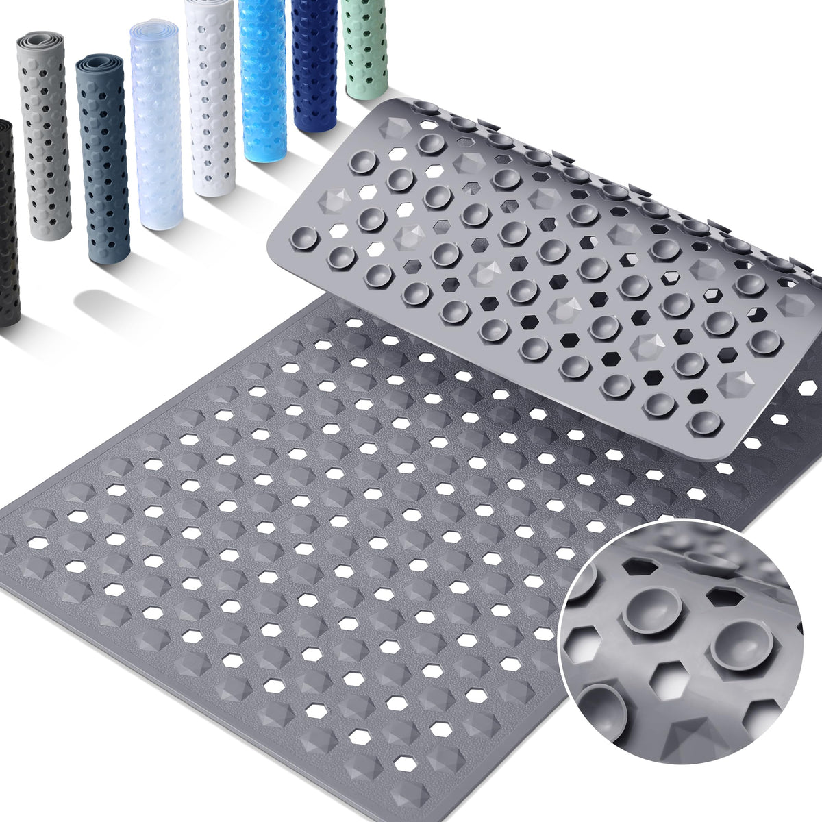 Yimobra Bathtub Mat Non Slip, 27.5"X15.5" Machine Washable Shower Floor Mat, Soft on Feet, Bathmat with Drain Holes and Suction Cups, Bathroom Essentials, White