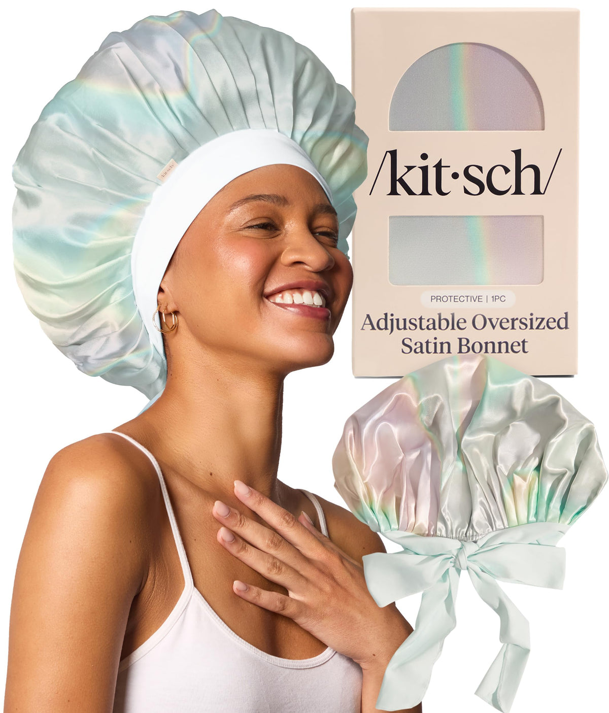 Kitsch XL Satin Bonnet for Sleeping - Cherry Print