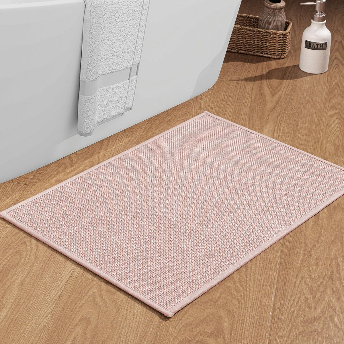 chakme Bathroom Rugs Mat 24x17, Ultra Thin Non Slip Bath Mat Small Quick Dry Absorbent Bath Mat for Bathroom Floor, (Black, 24"x17")
