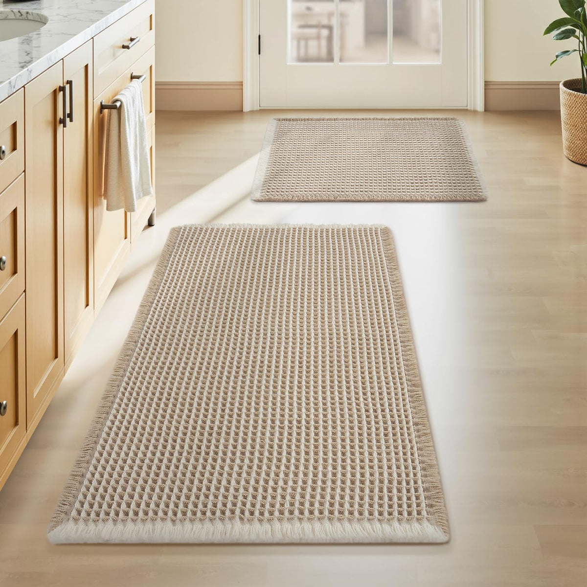 Upgraded Waffle Bath Mat Ultra Absorbent Non Slip Bathroom Mat, 18" x 30"