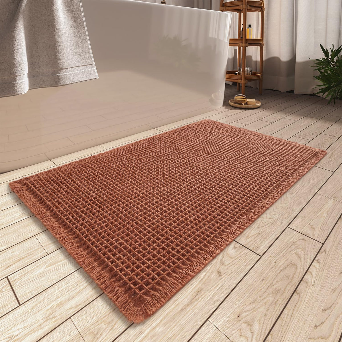 Upgraded Waffle Bath Mat Ultra Absorbent Non Slip Bathroom Mat, 18" x 30"