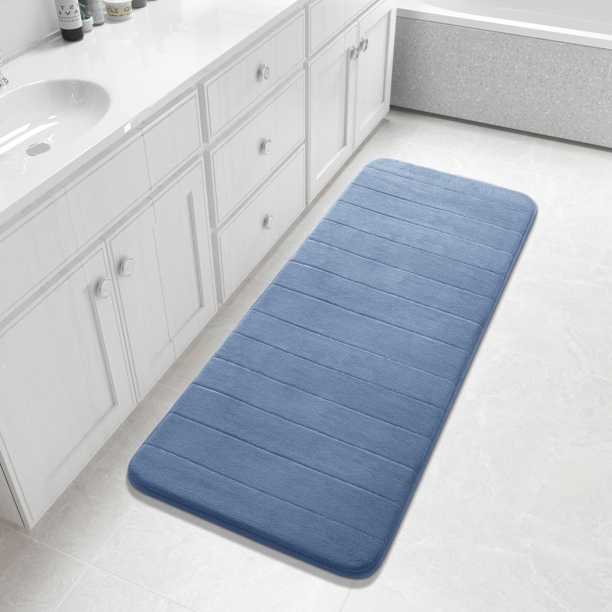Yimobra Memory Foam Bath Mat, Super Soft Absorbent Bathroom Rug Non Slip 31.5x20 Inch, Quick Dry, Machine Washable Floor Carpet for Tub Shower, Home Decor Accessories, Beige